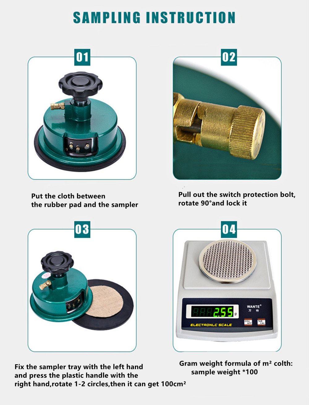 1000g/0.01g Electronic Fabric GSM Scale with Disc Sampler Cloth Cutter F37502