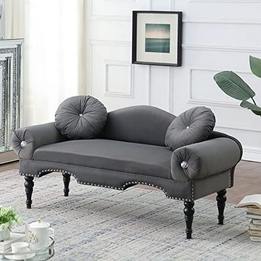 54" Velvet Tufted 2 Seater Loveseat Sofa with 2 Pillows Z81901