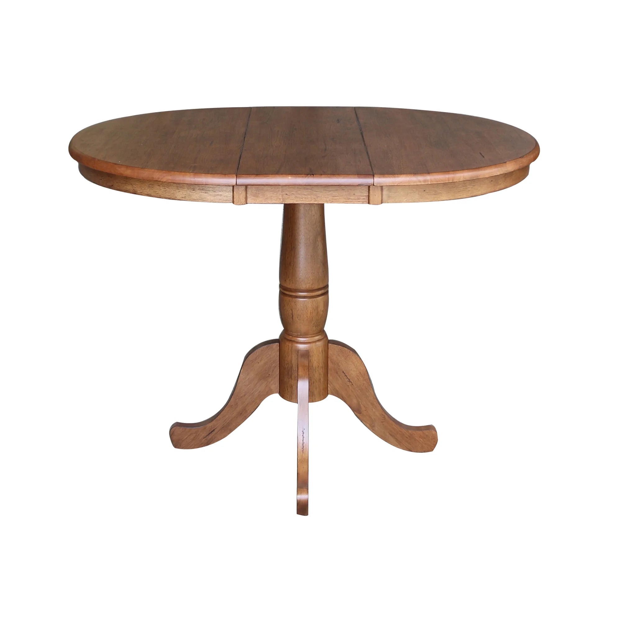 Solid Wood 5-Piece Dining Set with 36 in. Round Extension Dining Table and 4 Ladder Back Chairs in Distressed Oak Y259