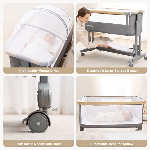 Baby Bassinet with Wheels, Mattress, Sheet, Folding Y467