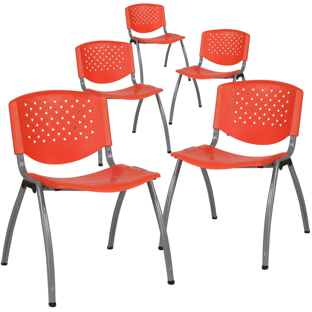Green Plastic Stack Chair with Titanium Frame K483