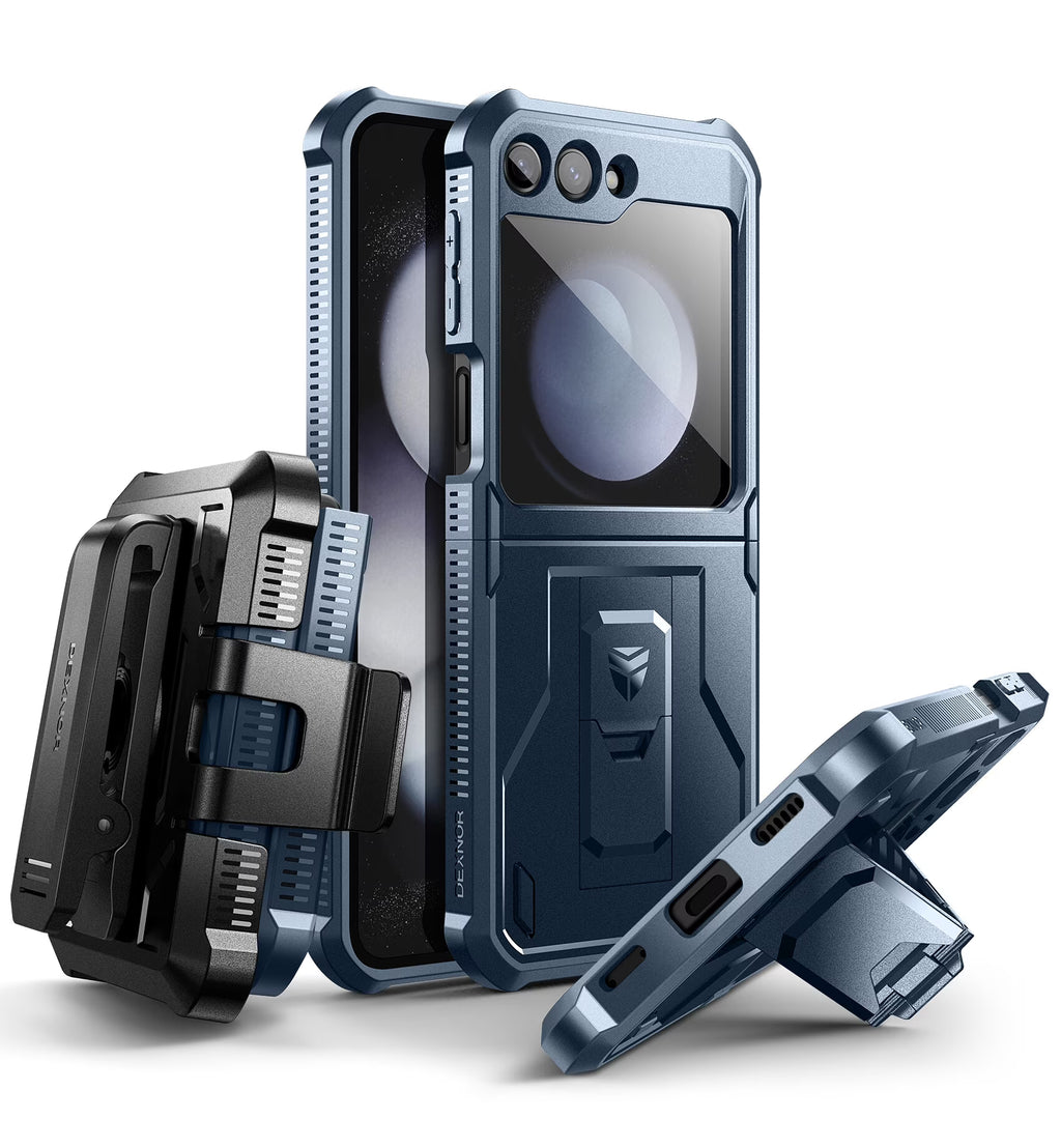 Navy Blue Shockproof Case with Kickstand and Rotatable Belt Clip I122682