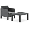 2 Piece Patio Lounge Set with Cushions Sofa Chair Coffee Table PP Rattan Anthracite Outdoor Sectional Sofa Set J95171