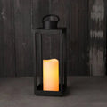 Matte Black Metal Open Frame Lantern with Solar Powered LED Candle E62651