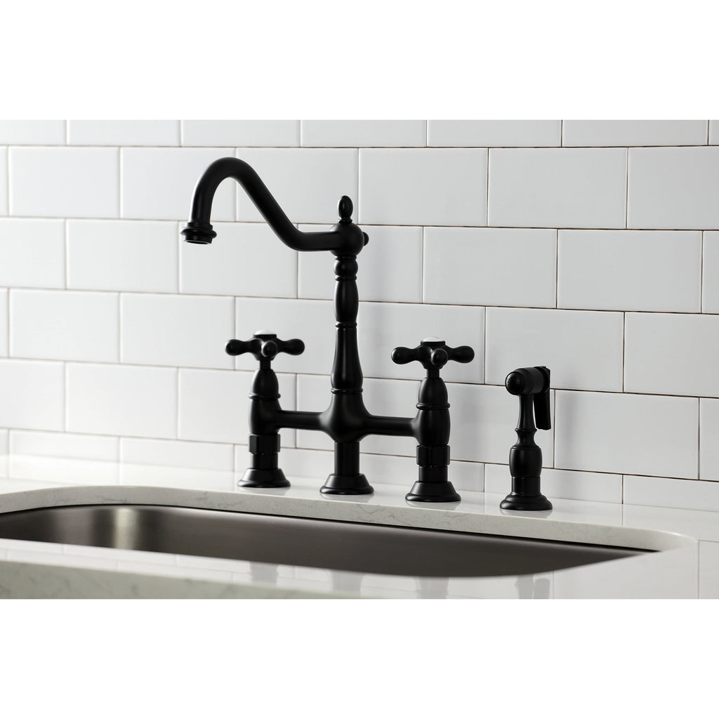 Polished Chrome Kitchen Bridge Faucet with Brass Sprayer C49251