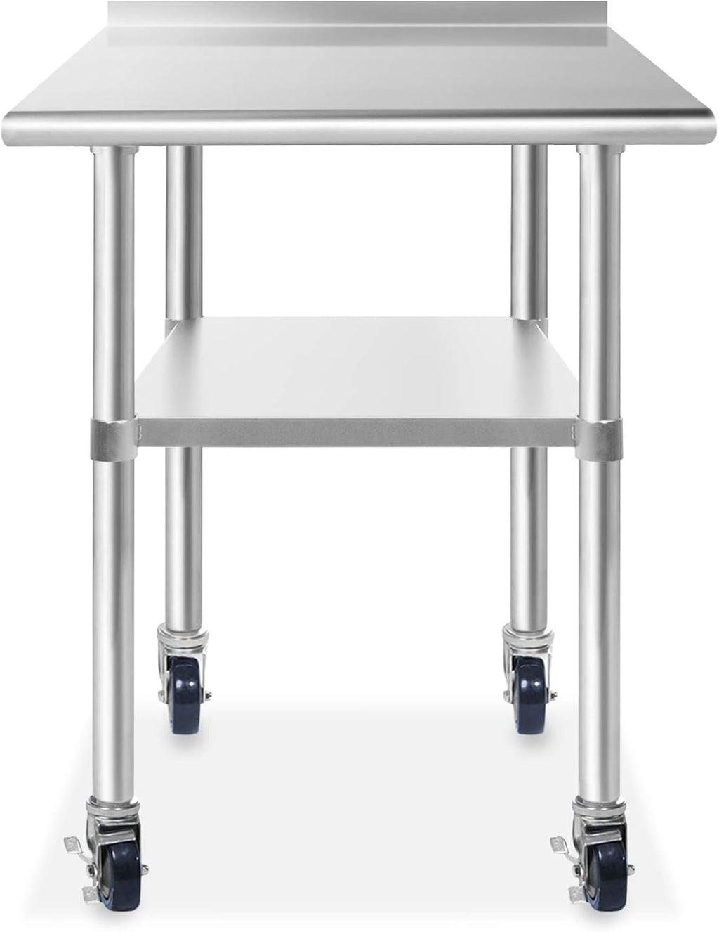 NSF Stainless Steel Commercial Work Table with Backsplash and 4 Casters 30 in. x 24 in. W392