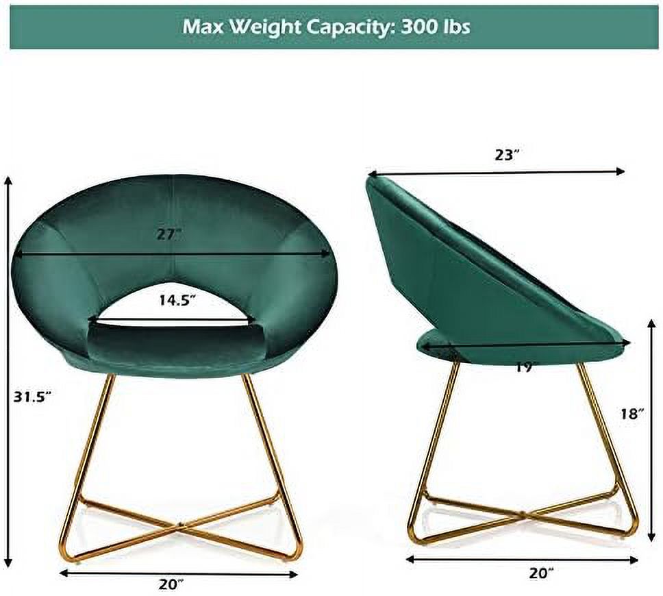 Green Velvet Accent Chair with Metal Legs H71879
