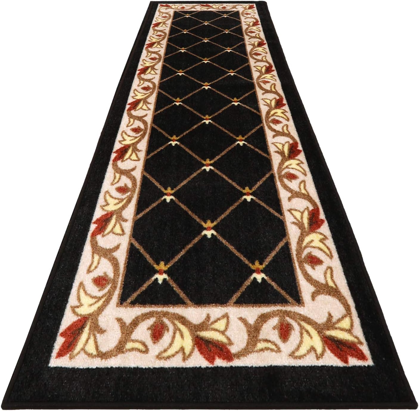 Skid-Resistant Carpet Runner Ebony Black 12 Feet X 26 Inches A837