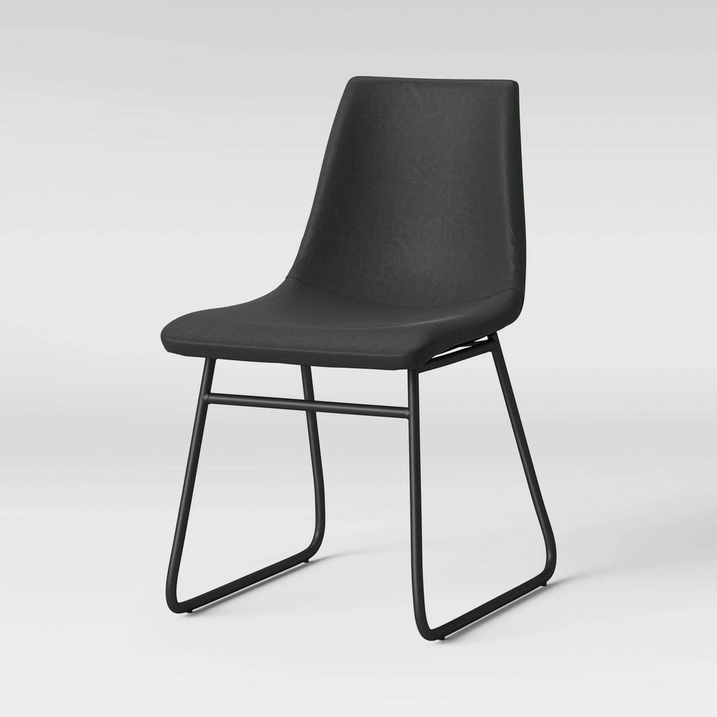 Faux Leather and Metal Dining Chair - Gray - 2 Pack R4669