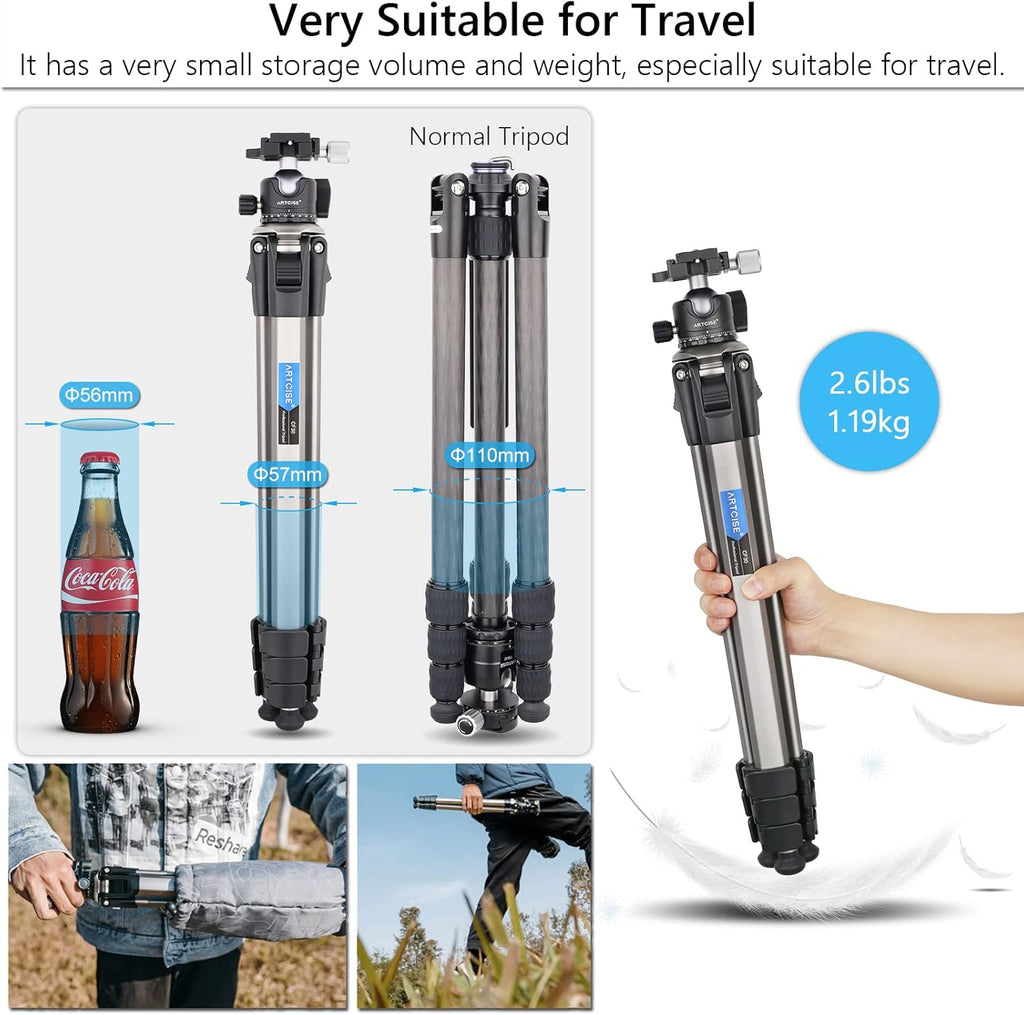 Camera Tripod Ultra Compact with 36MM Low Profile Ball Head, 10kg/22lb Load, Wireless Remote, Pack of 2 D887463