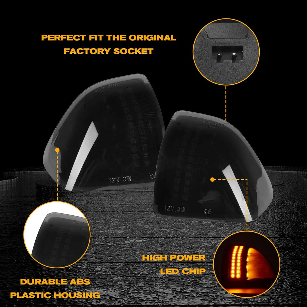 54 LED Sequential Amber Side Mirror Turn Signal Light, 2 Pack I76104