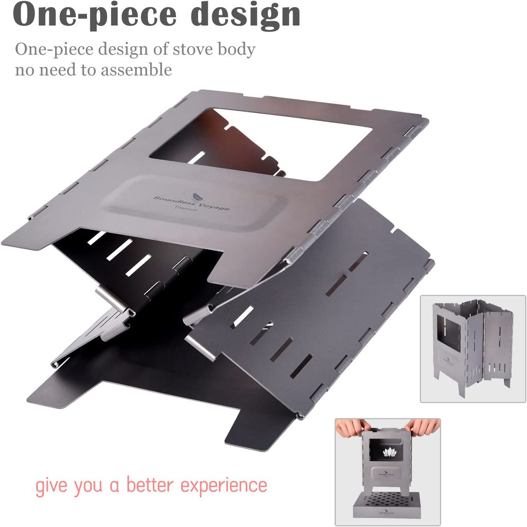 Titanium Folding Wood Stove with Pot Bracket B104