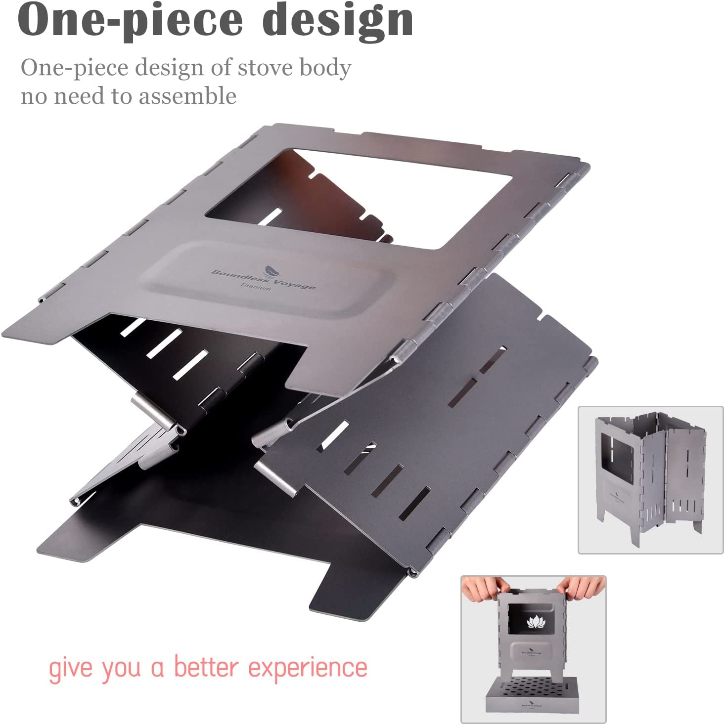 Titanium Folding Wood Stove with Pot Bracket B104