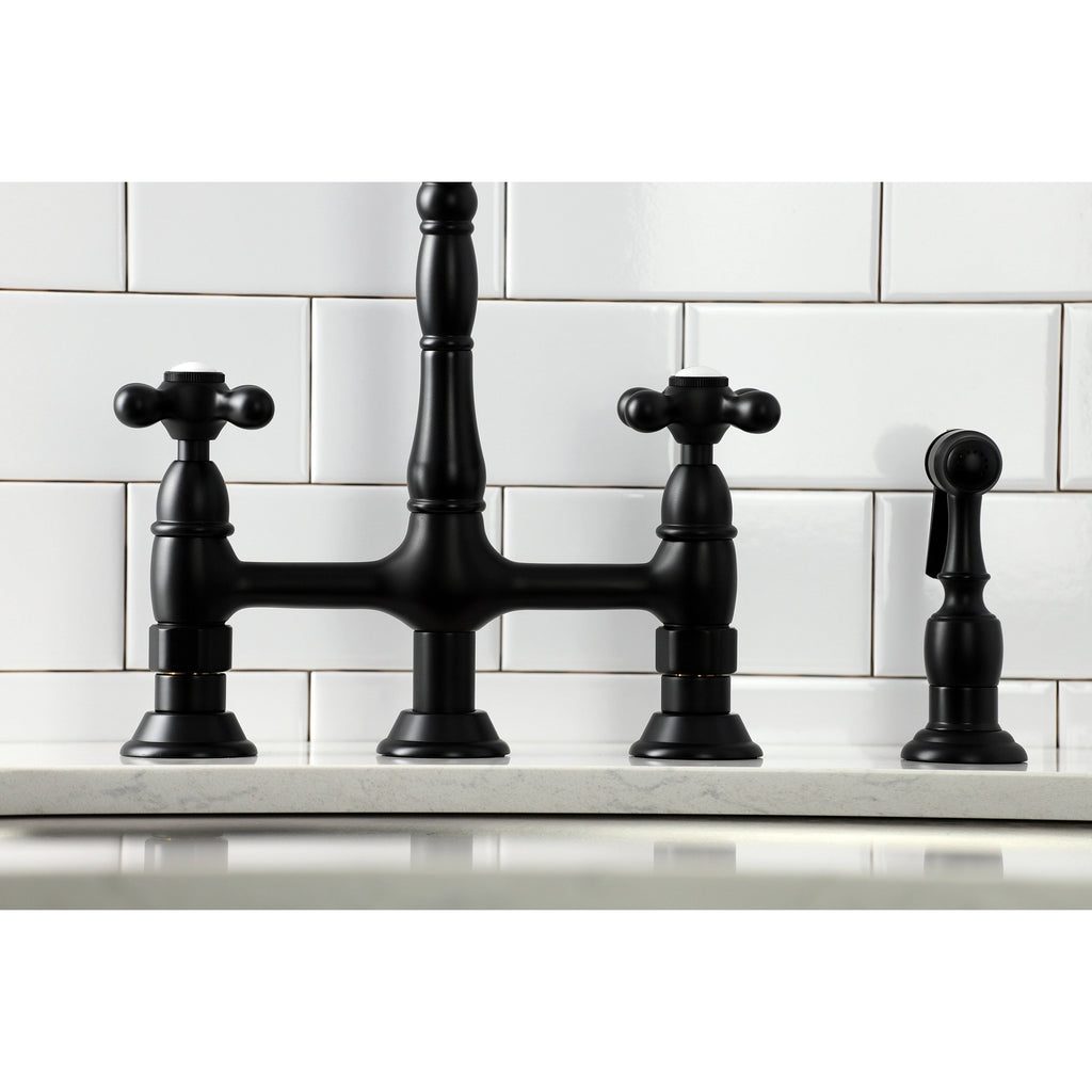 Polished Chrome Kitchen Bridge Faucet with Brass Sprayer C49251
