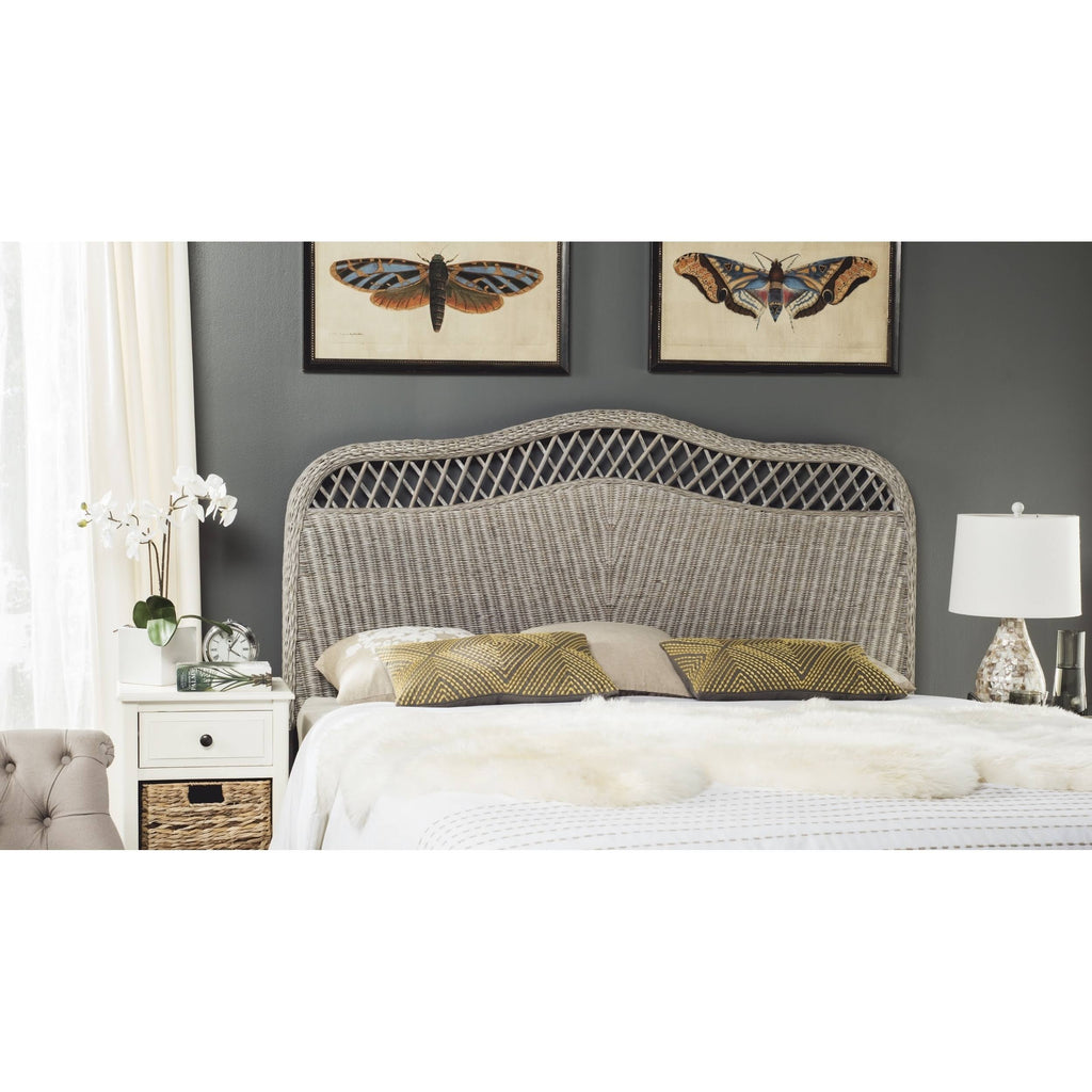 Antique Grey Rattan Full Headboard L84241