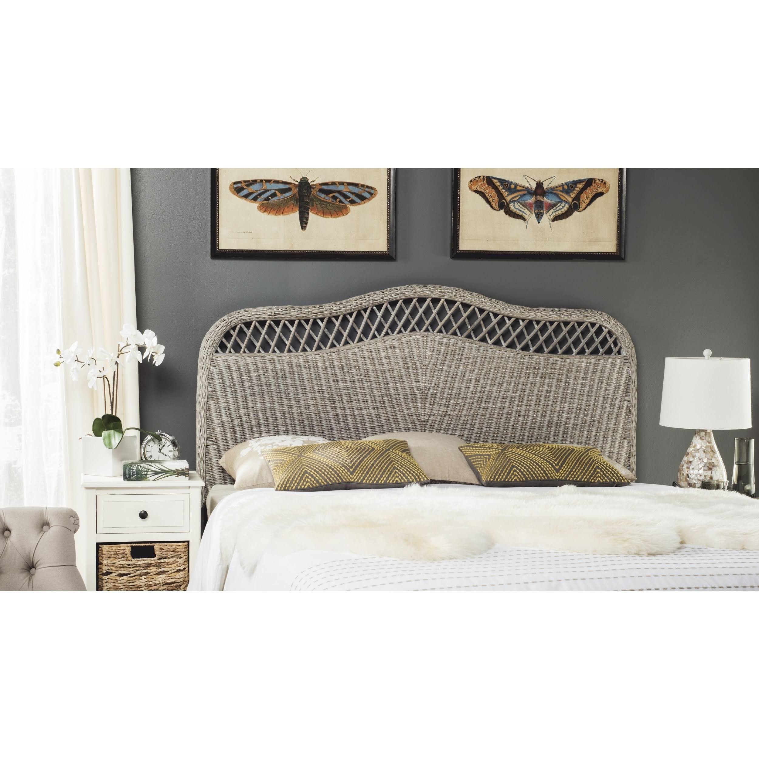 Antique Grey Rattan Full Headboard L84241