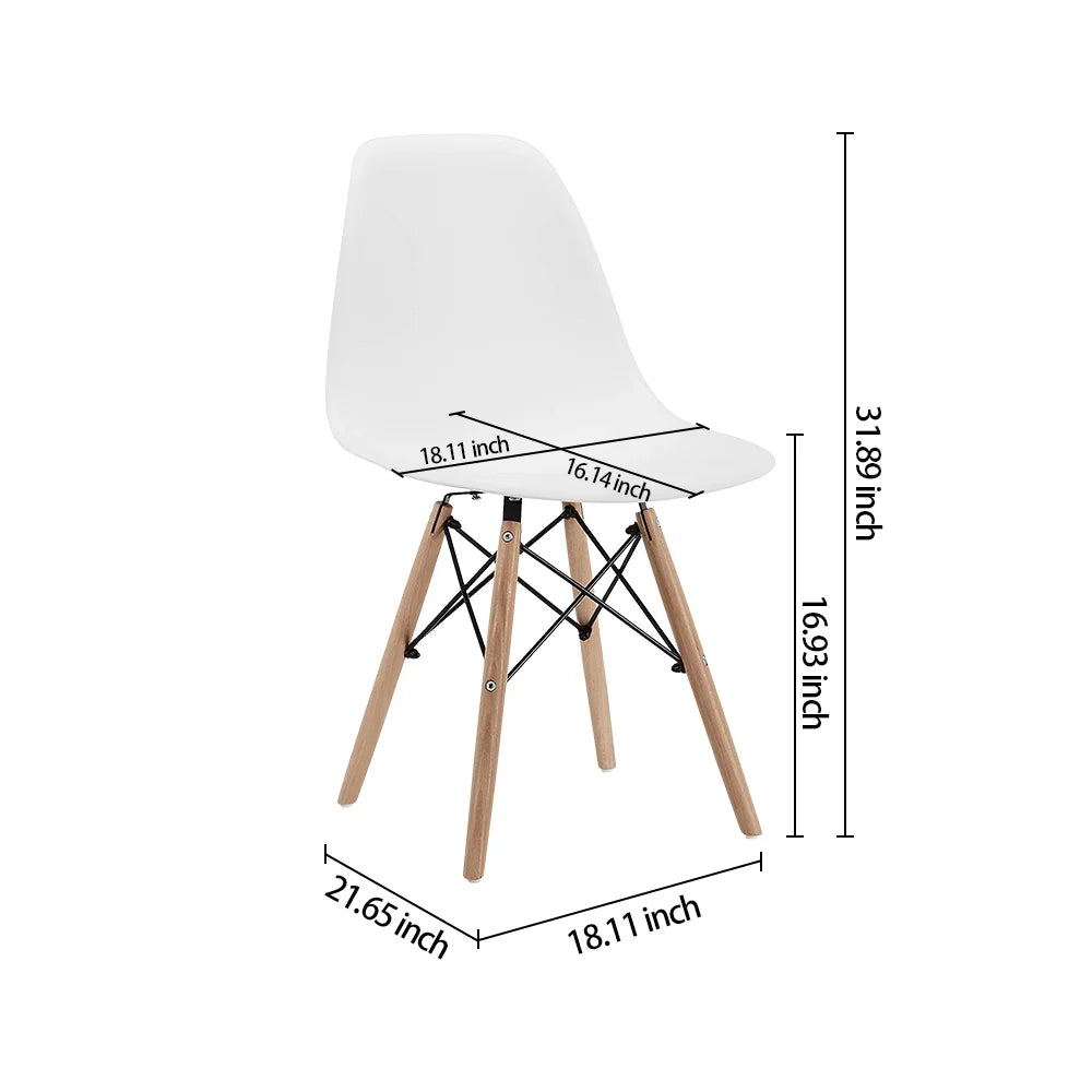 White Side Chair with Natural Wood Legs R20080