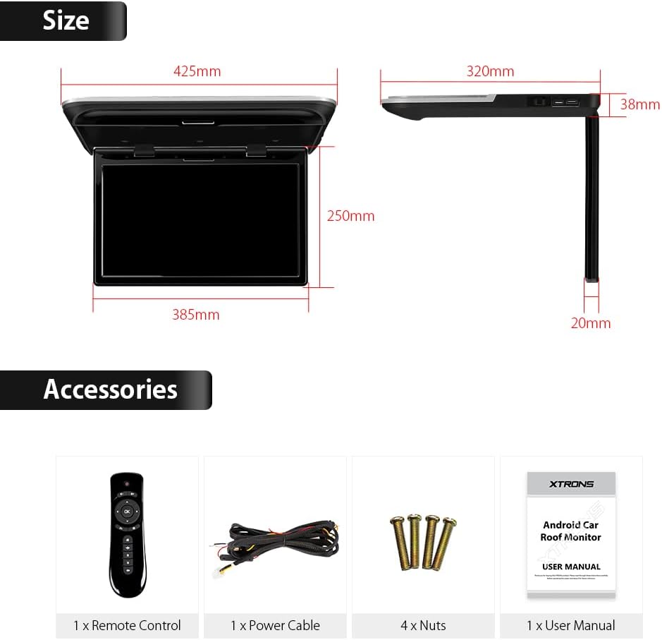 15.6 Inch IPS Car Overhead Monitor with Built-in Stereo Speakers R7713
