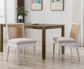 Beige Rattan Dining Chairs Set of 2 with White Hardwood Frame H724733