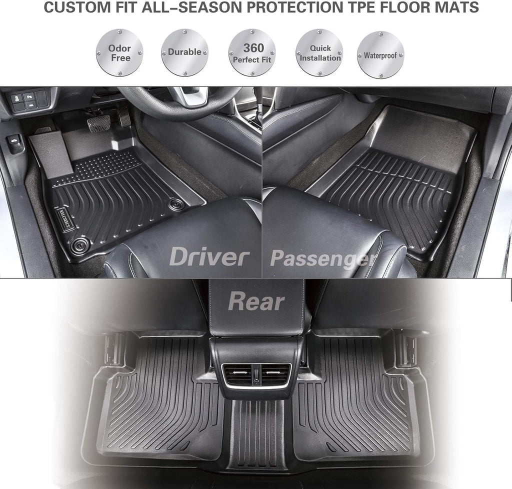 Black Waterproof Car Mats Full Set Front Rear 3rd Row Z570