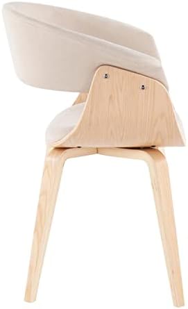 Vintage Mid-Century Modern Dining Accent Chair Fabric Natural Wood Cream Z74748