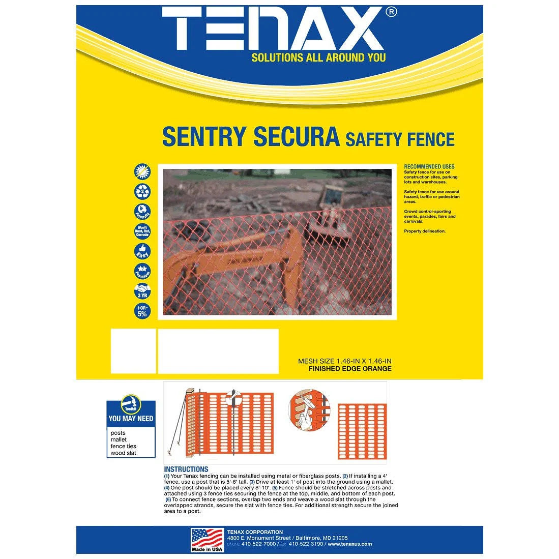 Orange Safety Fence 5 ft. x 50 ft. D188965