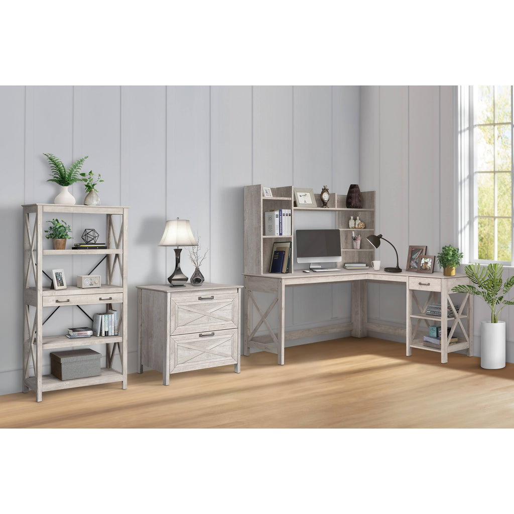 Washed Gray Bookcase with 2 Drawers S530