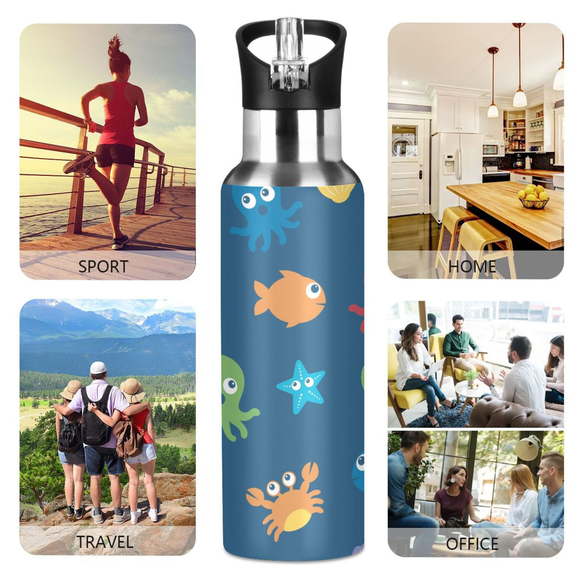 Stainless Steel Insulated Water Bottle with Straw Lid H389595