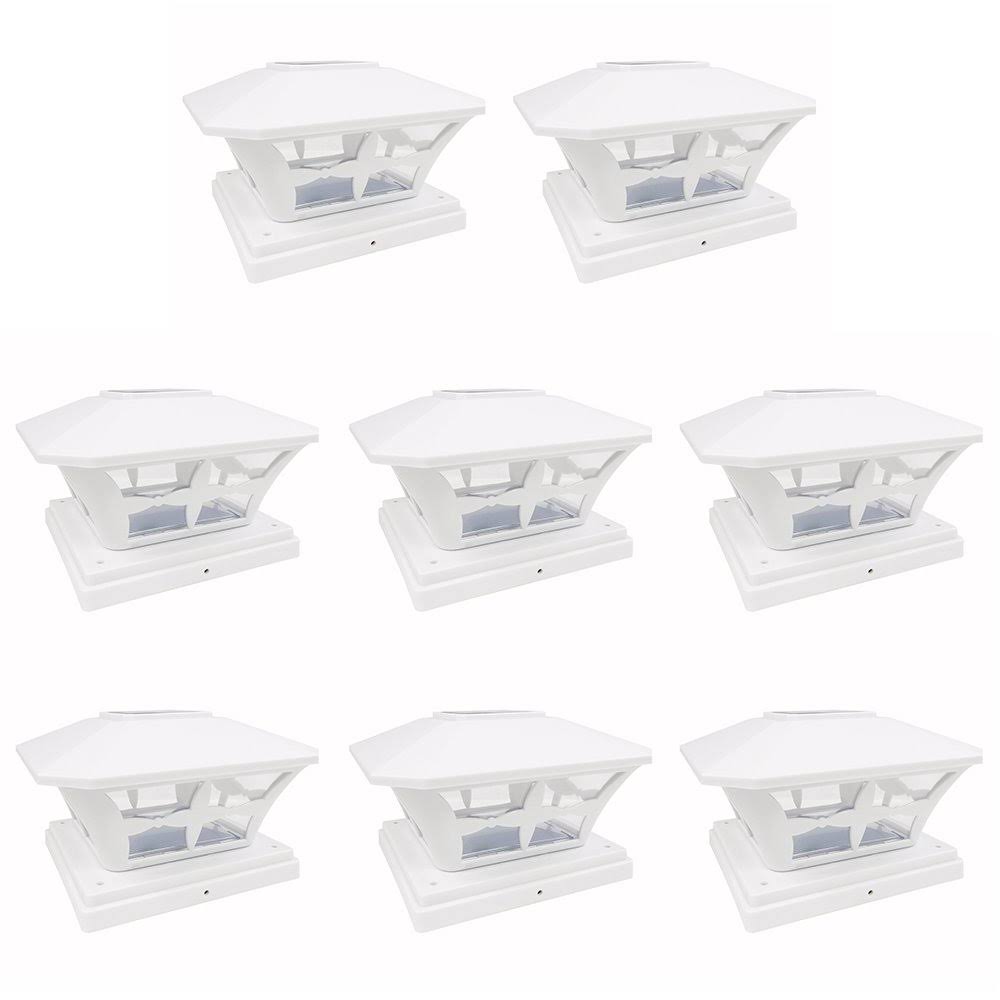 8 Pack Black White Solar Post Deck Cap Light M757