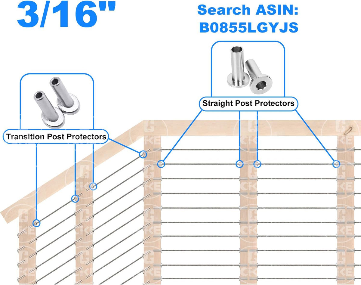 40 Pack T316 Stainless Steel Angle Protector Sleeves for Wire Rope Cable Railing A27695