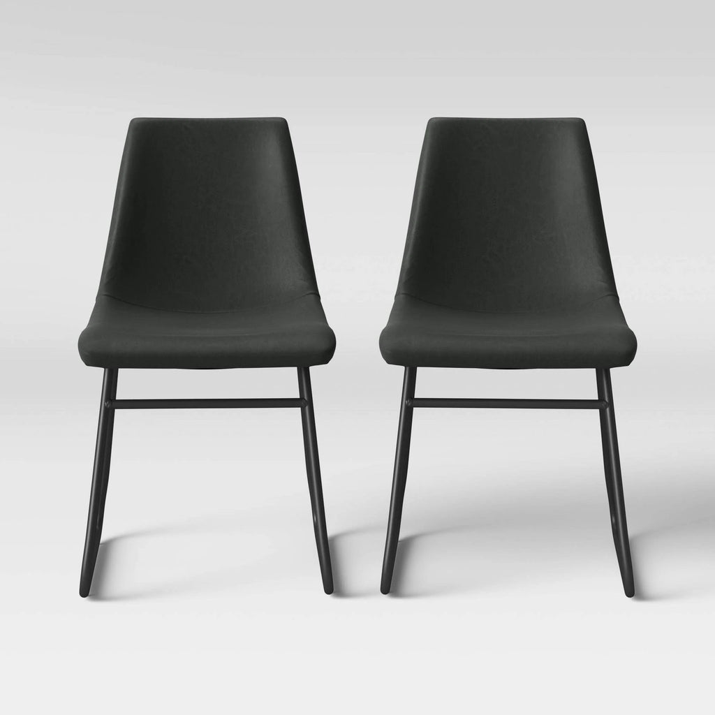 Faux Leather and Metal Dining Chair - Gray - 2 Pack R4669