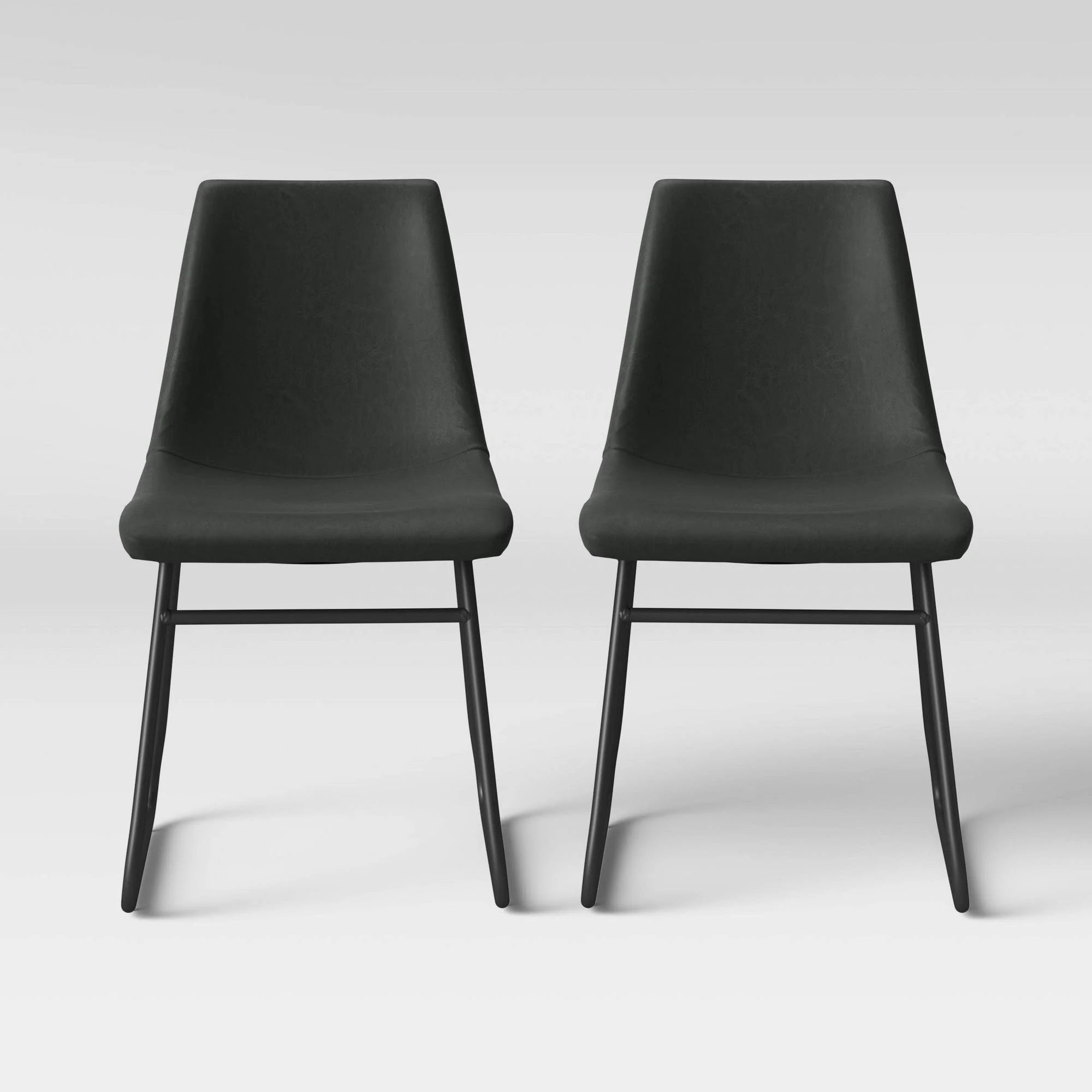 Faux Leather and Metal Dining Chair - Gray - 2 Pack R4669