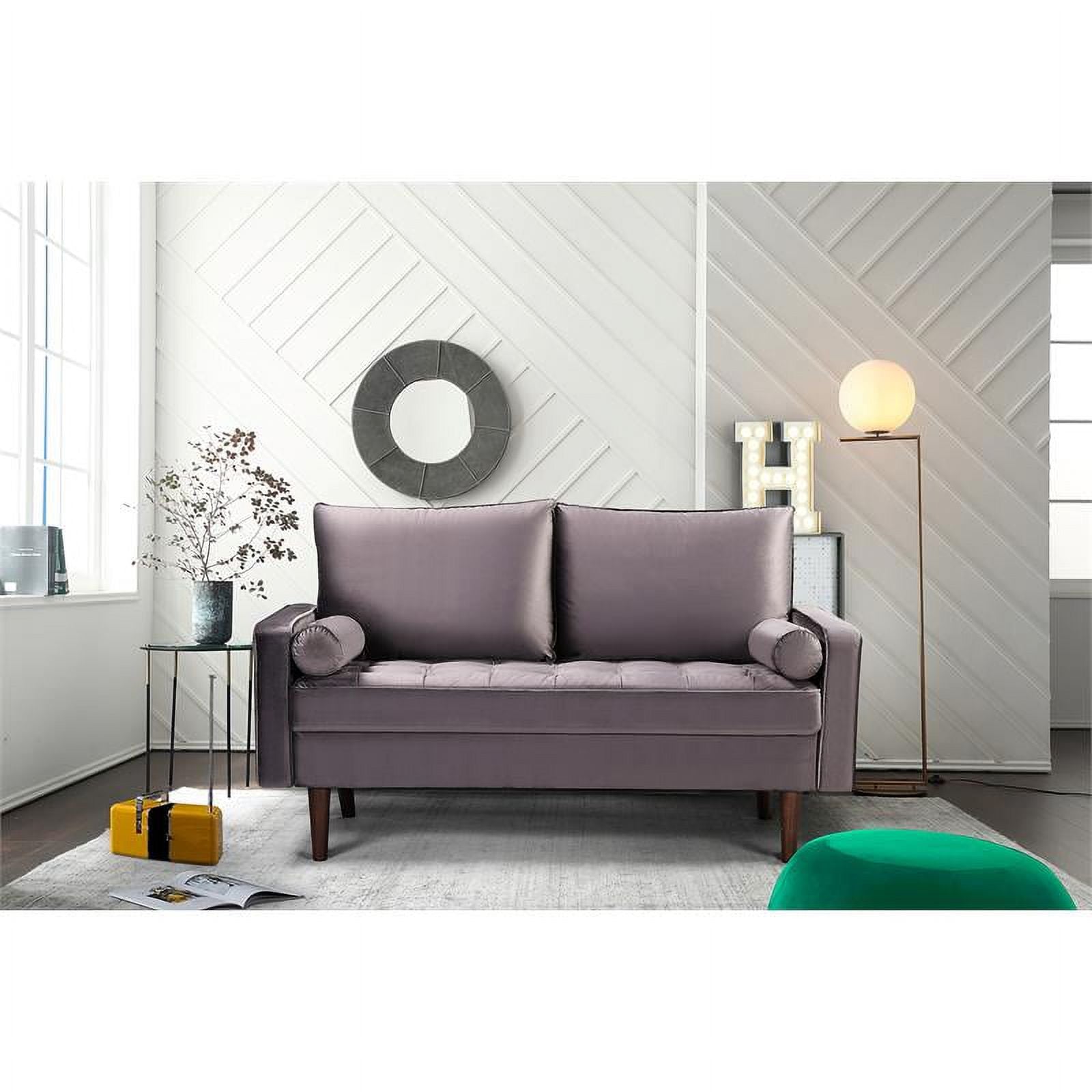 Gray Velvet Loveseat Set C42747