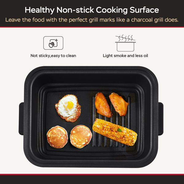 7-in-1 Indoor Grill with Non-Stick Plate and Air Fryer Basket Z371