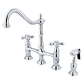 Polished Chrome Kitchen Bridge Faucet with Brass Sprayer C49251