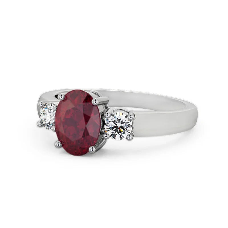14K White Gold Three Stone Ring X8184
