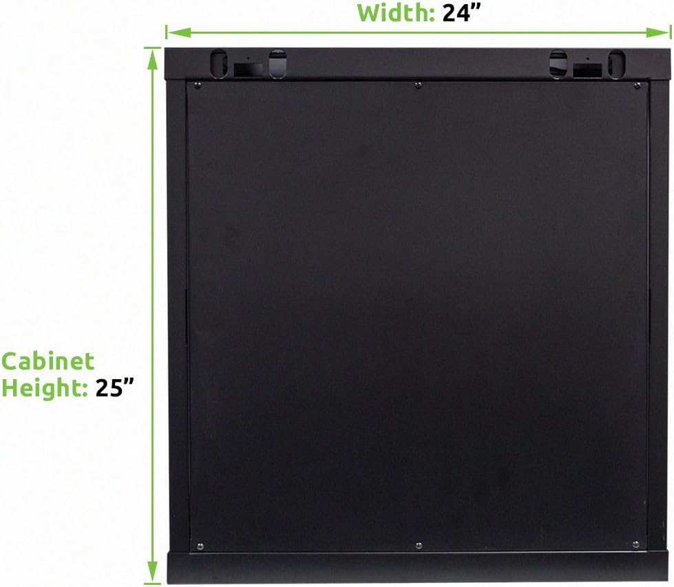 12U 19-Inch Wallmount Server Network Rack with Locking Glass Door Black with Shelves R438174