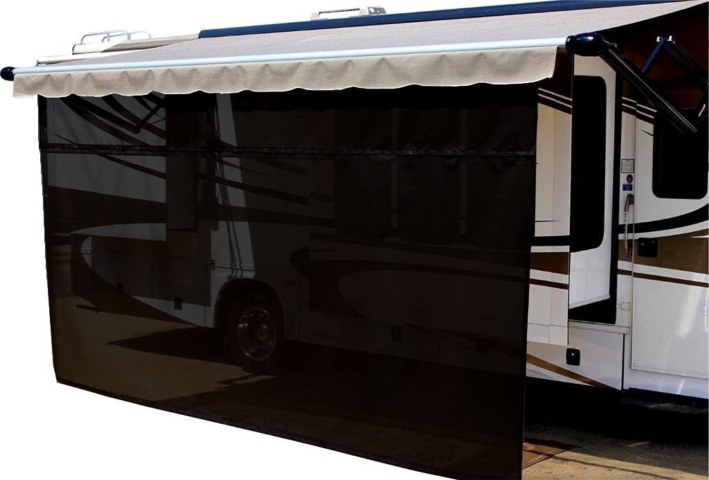 Black Solar Mesh Sun Shade for 12V Electric RV Awning, 13' x 6' R811444
