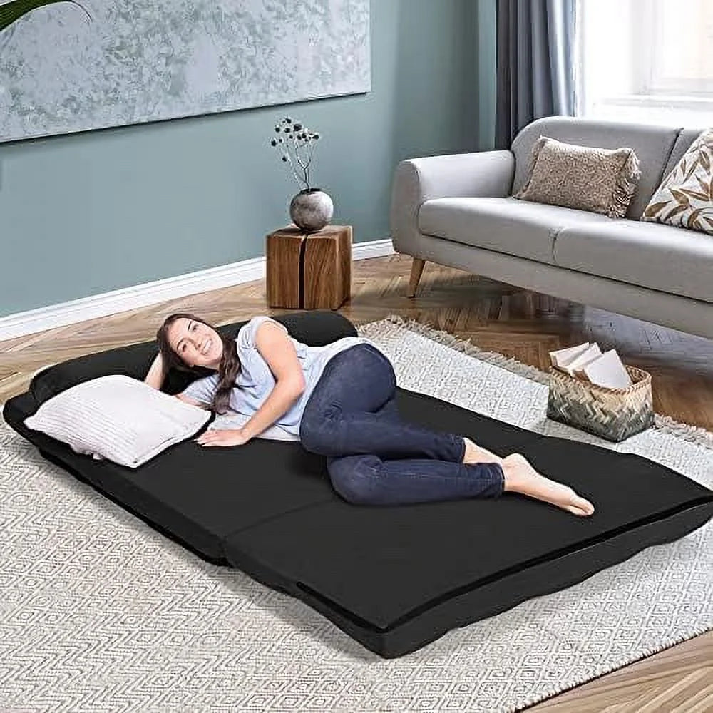 Foldable Floor Sofa with 2 Pillows & Suede Cloth Cover K980