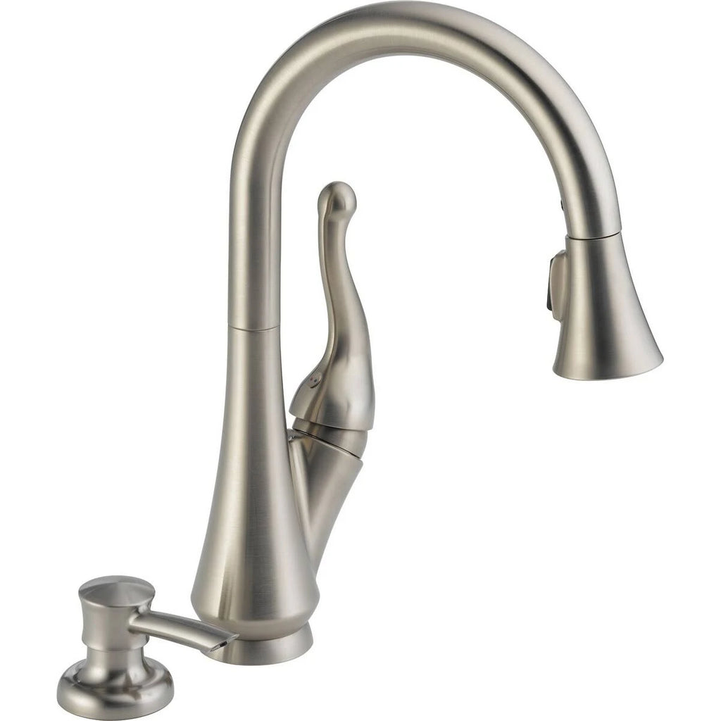 Single Handle Pull-Down Kitchen Faucet with Soap Dispenser Chrome R372