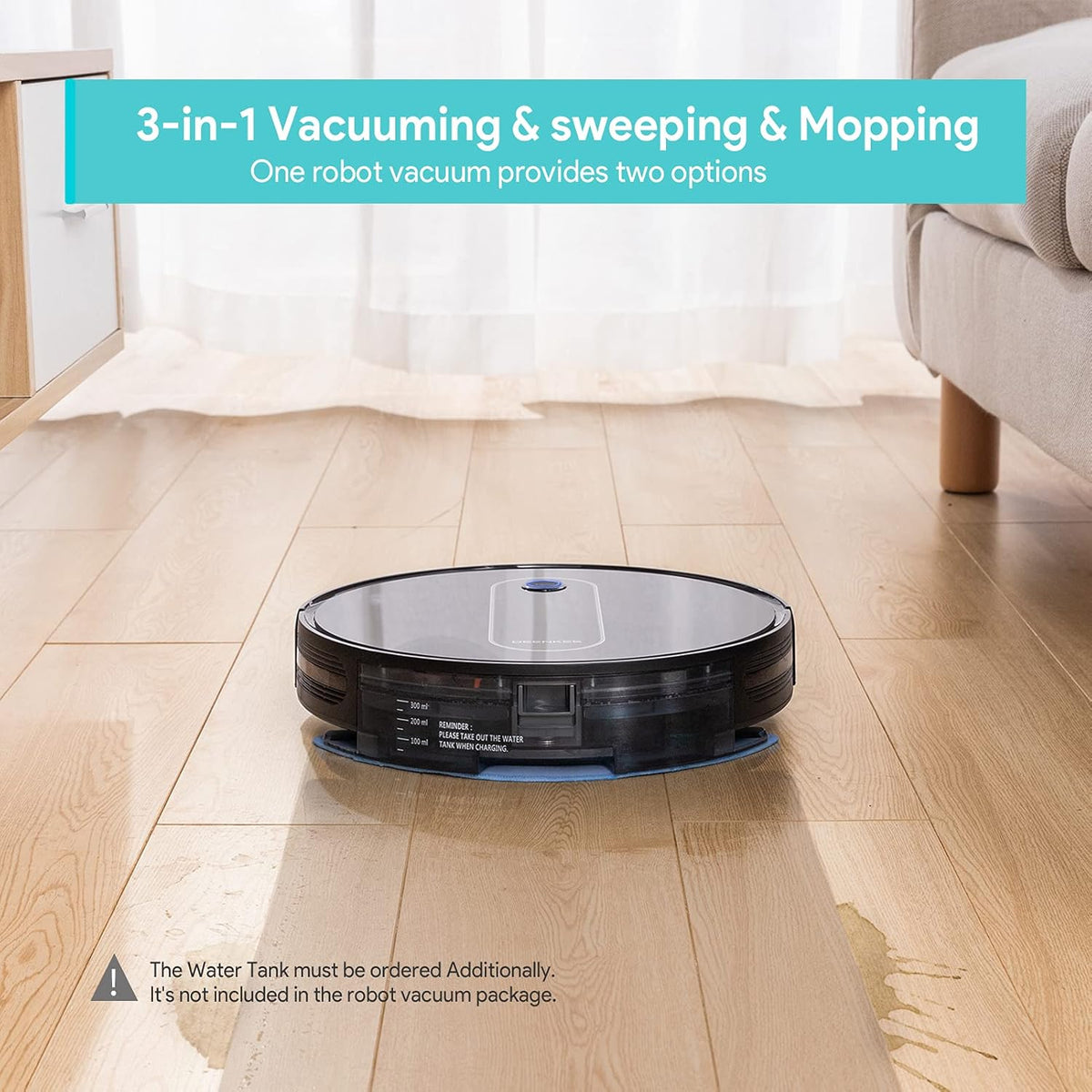 Robot Vacuum 2000PA Suction 120Mins Runtime 6 Cleaning Mode A172292