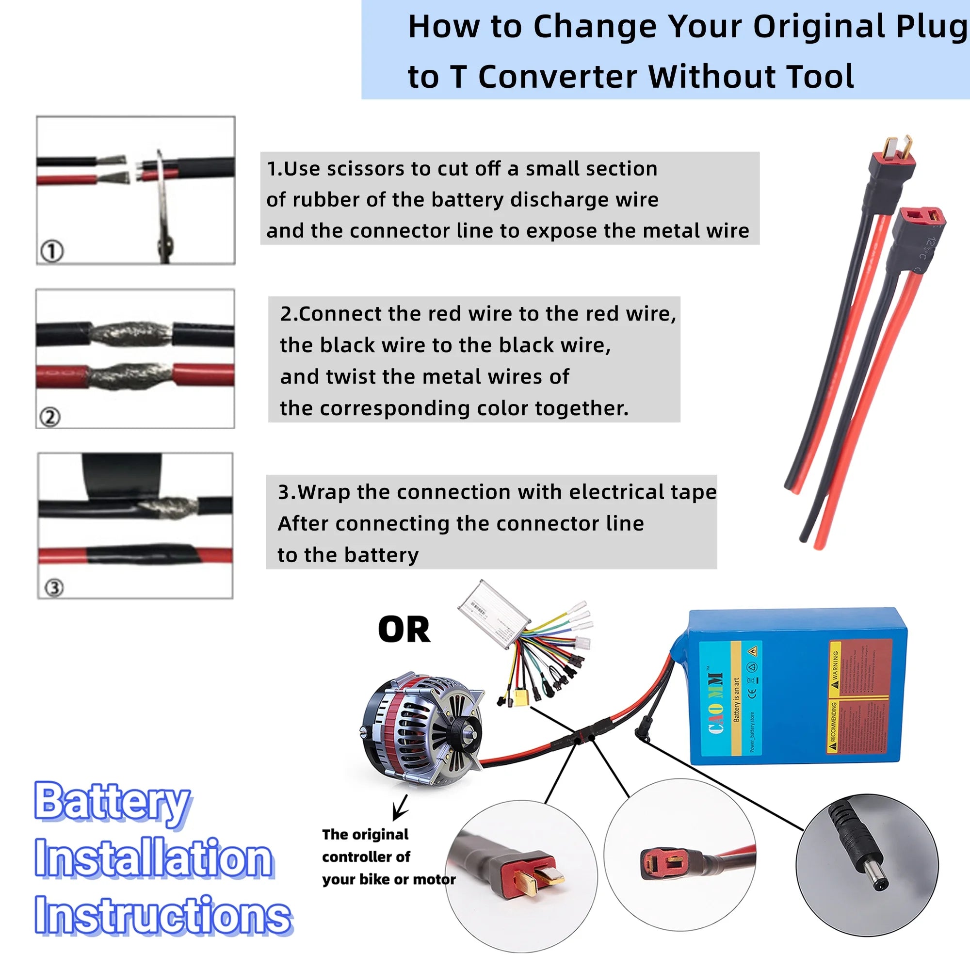 48V 14Ah Lithium Battery T-Plug 30A BMS for 1000W Electric Bike Q925