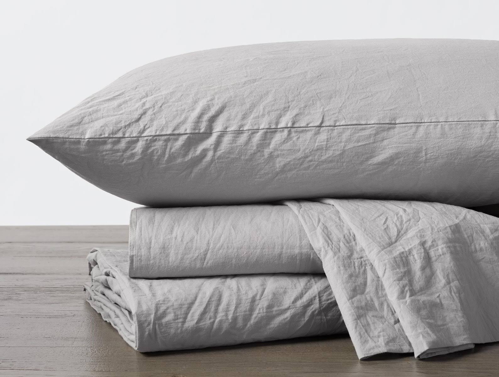 Organic Crinkled Percale Fitted Sheet King Pewter K544578