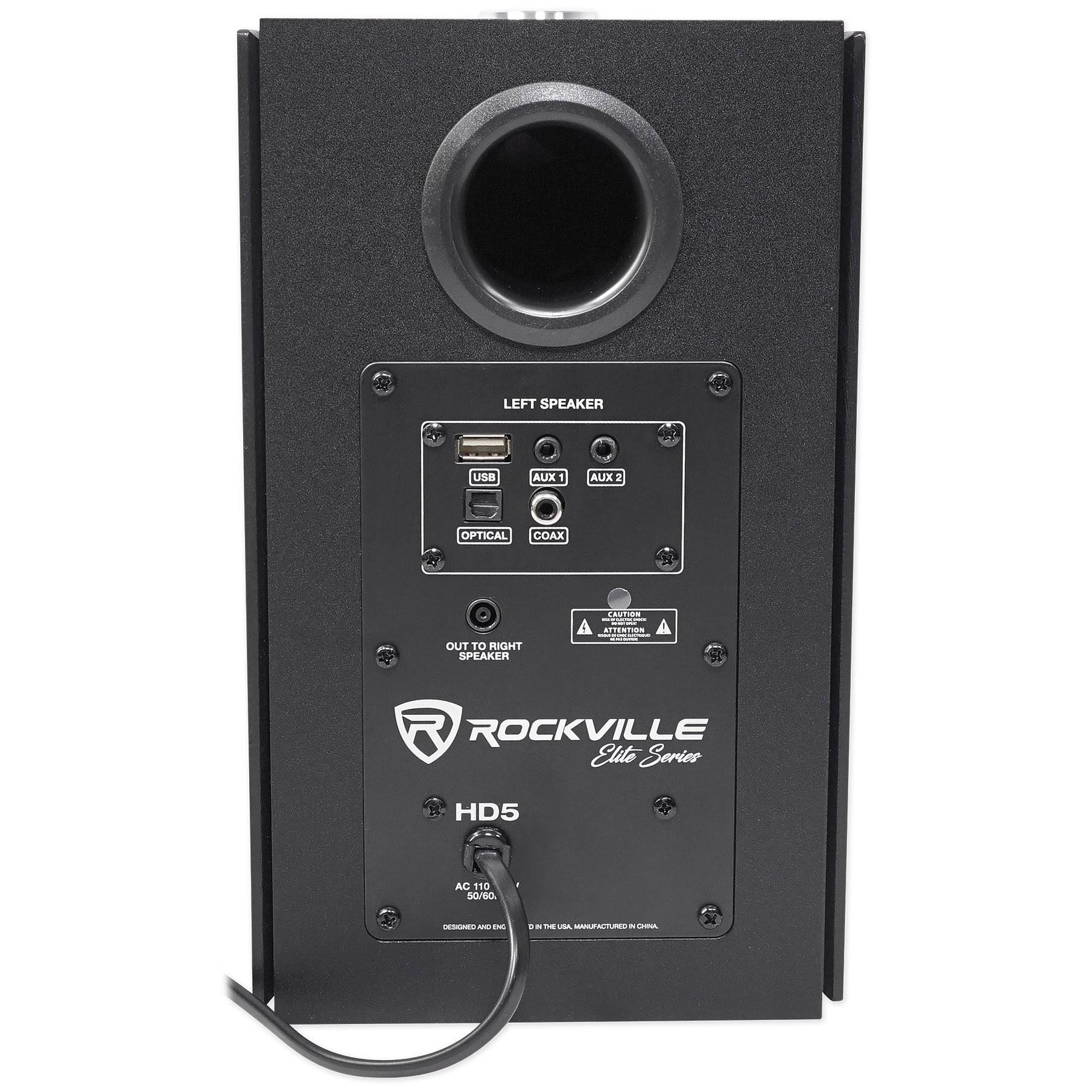 5x22 Powered Bluetooth Bookshelf Speakers with Stands W47883