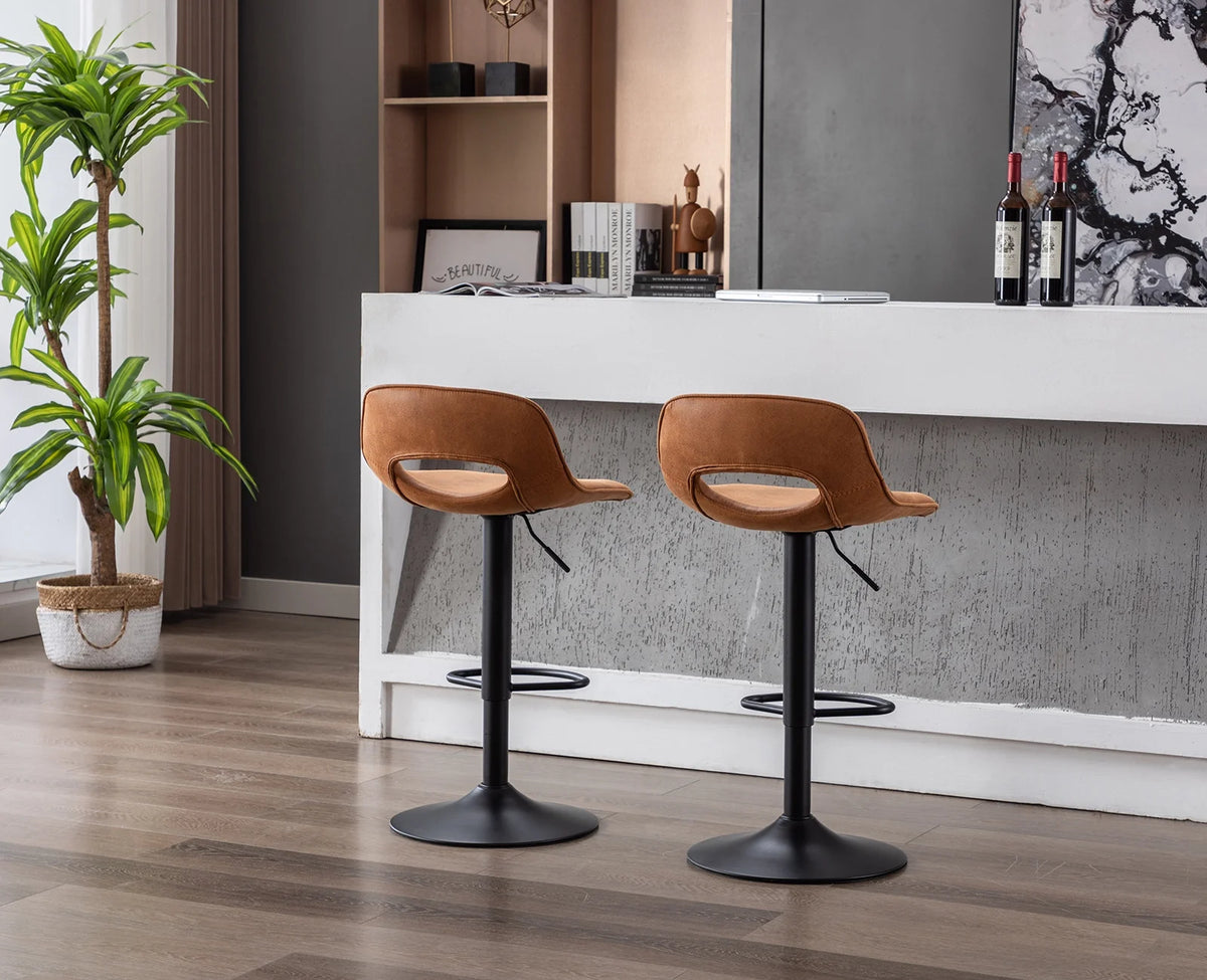 Modern Swivel Leather Bar Stools Set of 2 J17457