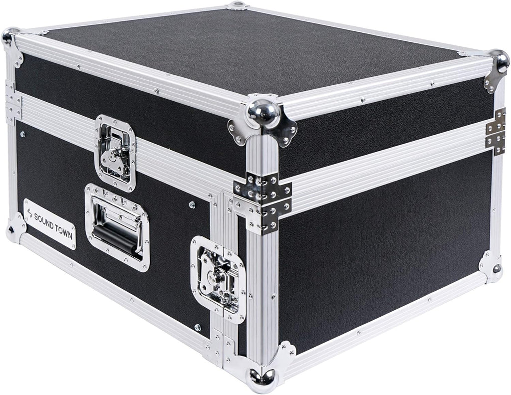4U PA DJ Rack Road Case with 11U Slant Mixer Top, 20’’ Rackable Depth, 4-Space Size J523