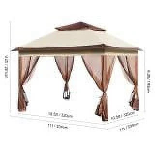 11 x 11 FT Pop up Gazebo Tent with Mosquito Netting Metal Frame PU Coated 250D Oxford Cloth V127