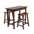 Walnut Brown Wooden Kitchen Island with Saddle Seat Stools S81268