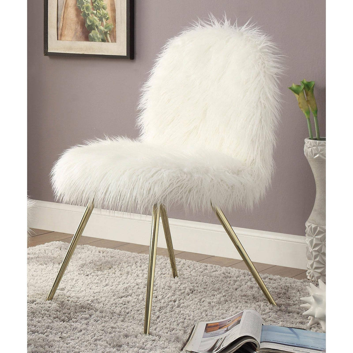 Faux Fur Accent Chair T6024
