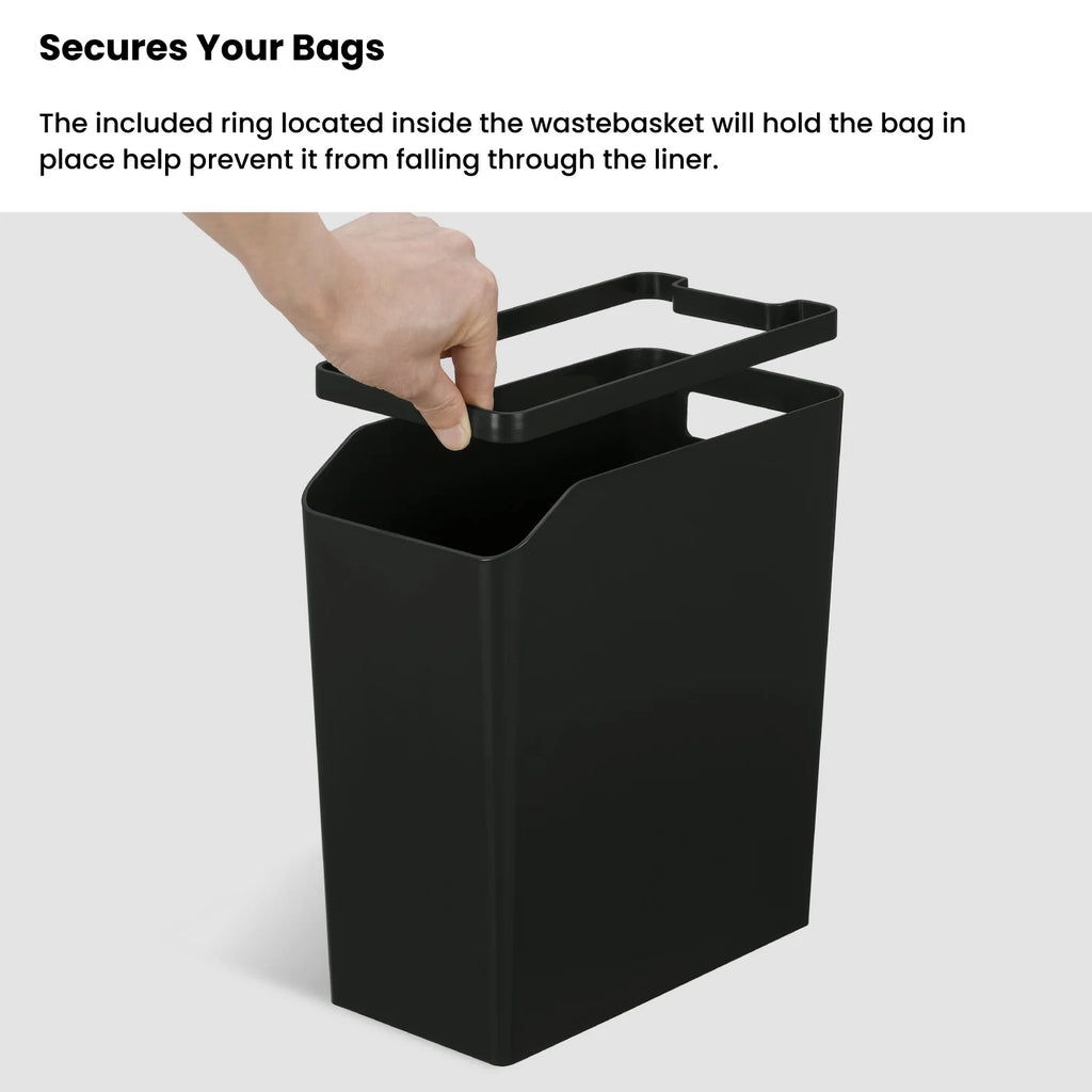 Green 2 Pack Slim Plastic Trash Can with Open Top W419